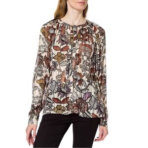Scotch & Soda | Long Sleeve Sheer Printed Tie Front Top Fall Thanksgiving